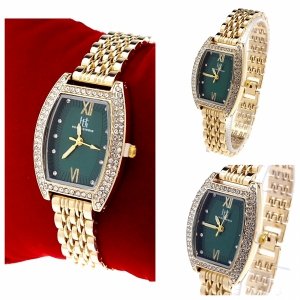 1480a Ekskluzywny damski złoty zegarek błyszczący cyrkonie klasyk