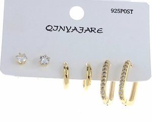 090a Komplet zestaw kolczyki złote pozłacane 14K cyrkonie Viki Lady 