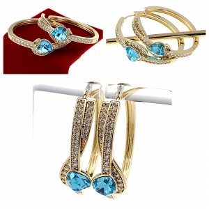 0168 Kolczyki złote pozłacane Austrian Crystal wiszące 14K cyrkonie Xuping 