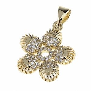 598g Złota zawieszka błyszcząca pozłacana 14k cyrkonie kwiatek