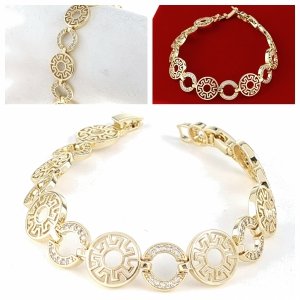 2072 Bransoletka złota elegancka 19cm cyrkonie pozłacana 14k Viki Lady