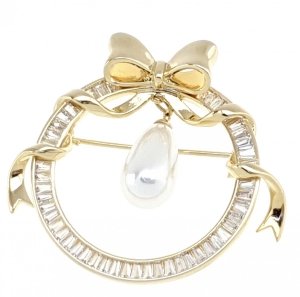 032k Elegancka broszka złota cyrkonia 