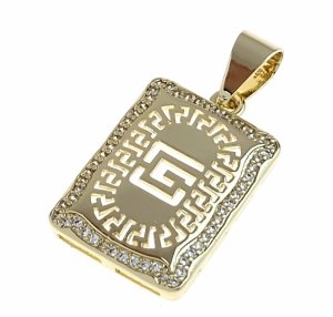 3733a Złota zawieszka błyszcząca pozłacana 14k cyrkonie 