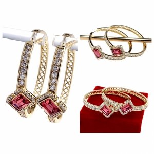 4484 Kolczyki złote pozłacane Austrian Crystal wiszące 14K cyrkonie Xuping 