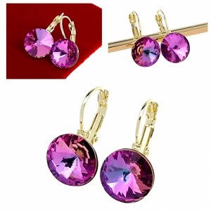 DUPLIKAT: 646 Kolczyki złote Austrian Crystal cyrkonia pozłacane 14k Xuping wiszące