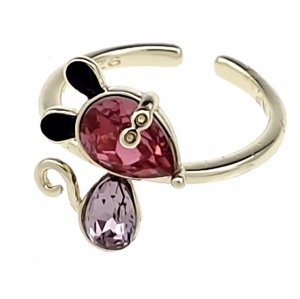 1926h Pierścionek złoty pozłacany 14k cyrkonie Austrian Crystal regulowany