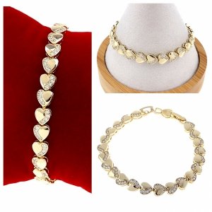 4469 Bransoletka elegancka cyrkonia złota 19cm pozłacana 14k Xuping