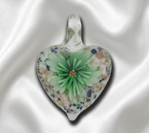 1592h Zawieszka szkło weneckie serce kwiat