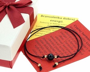 e81 Bransoletka dobrej energii - czarny turmalin kamień naturalny sznurek