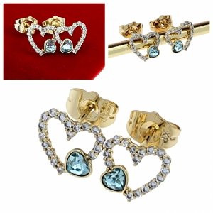 4696 Kolczyki złote pozłacane cyrkonie wtyczki 14K Xuping Austrian Crystal