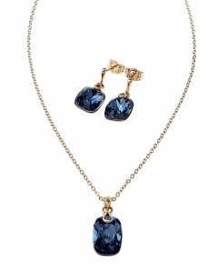 489 Komplet kolczyki, naszyjnik 40+5cm pozłacany 18k Swaro Austrian Crystal