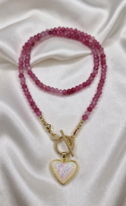 3728e Naszyjnik jadeit kamień naturalny 40cm stal chirurgiczna nierdzewna 