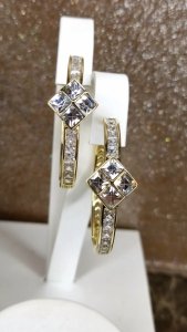 0333 Kolczyki złote pozłacane Austrian Crystal wiszące 14K cyrkonie Xuping 