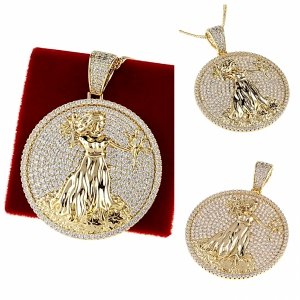 1229 Złota zawieszka cyrkonie błyszcząca pozłacana 14k Xuping 