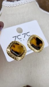 1736f Kolczyki złote wtyczki stal chirurgiczna 316L nierdzewna