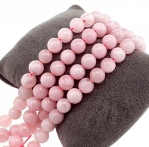 3279 Kwarc różowy kamień naturalny matowy kula 8mm pasmo 38cm