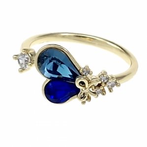 2330i Pierścionek złoty pozłacany 14k cyrkonie Austrian Crystal regulowany