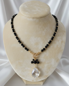 1926h Naszyjnik turmalin kamień naturalny 53cm stal chirurgiczna nierdzewna naszyjnik