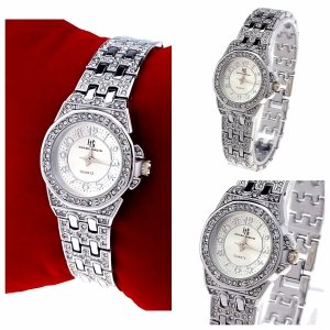 742 Ekskluzywny damski srebrny zegarek błyszczący cyrkonie klasyk