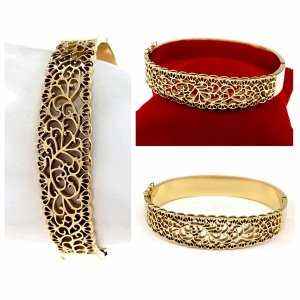 br14 Bransoletka złota 6,5cm stal chirurgiczna bangla 316L