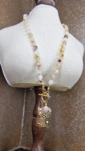 486c Naszyjnik naturalny kamień cytryn 45cm stal chirurgiczna kamień sukcesu