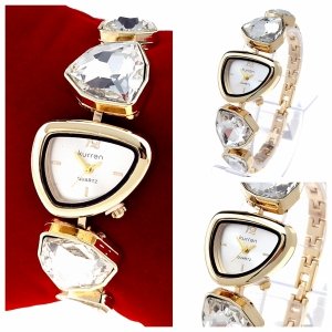 1202k Ekskluzywny damski złoty zegarek błyszczący cyrkonie Kurren klasyk 