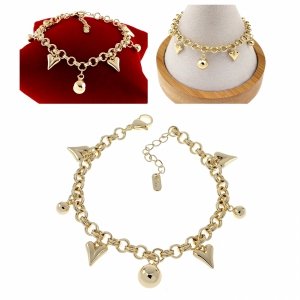 4244 Bransoletka elegancka złota 17+3cm pozłacana 14k cyrkonie serce