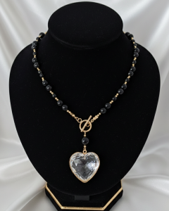 1926b Naszyjnik turmalin kamień naturalny 44cm stal chirurgiczna nierdzewna naszyjnik