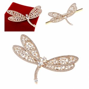 4749 Elegancka broszka złota cyrkonia przypinka pozłacana 18k Xuping ważka 