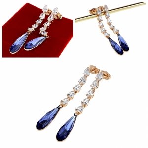 2413 Kolczyki złote Austrian Crystal cyrkonia pozłacane 18k Xuping wiszące 