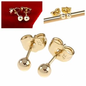 3709 Kolczyki złote pozłacane wtyczki 14K Xuping kulki 4mm 