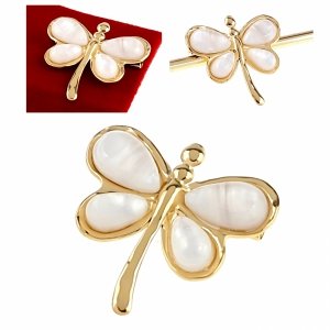 4776 Elegancka broszka złota stal chirurgiczna przypinka motyl 