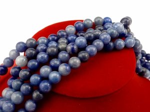 1705 naturalne niebieskie koraliki awenturynu, okrągłe, 10 mm, otwór: 1 mm, około 38 szt./pasmo,