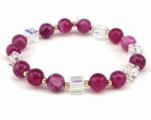 1800a Bransoletka naturalny kamień jadeit na gumce jubilerskiej