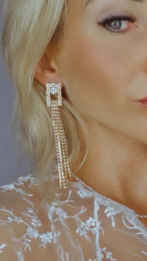 OHRRINGE GOLD LANGE ZIRKONIA HOCHZEIT HOCHZEIT