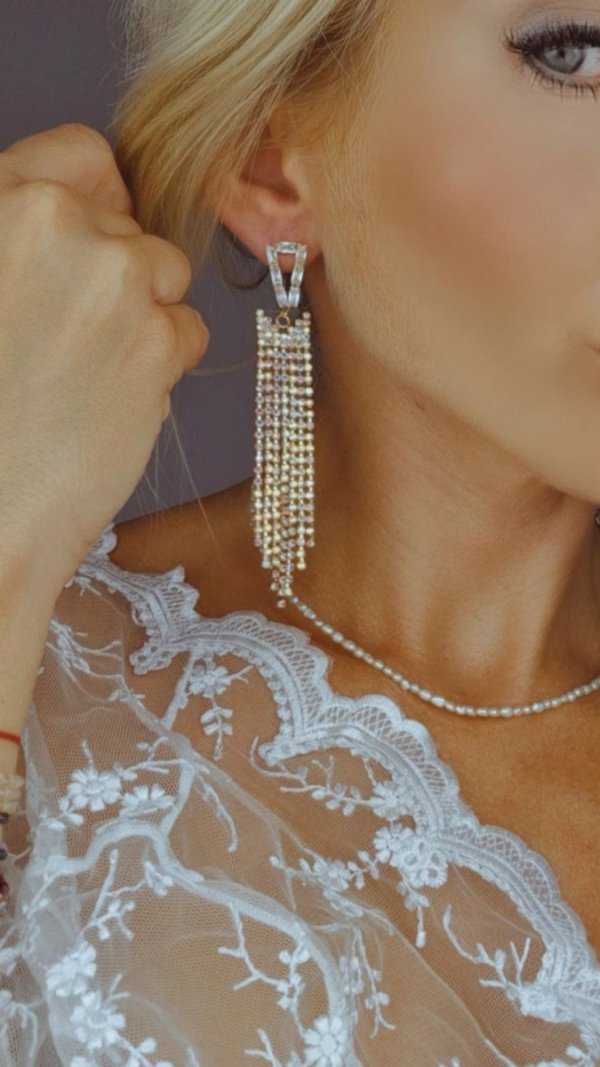 OHRRINGE GOLD LANGE ZIRKONIA HOCHZEIT HOCHZEIT