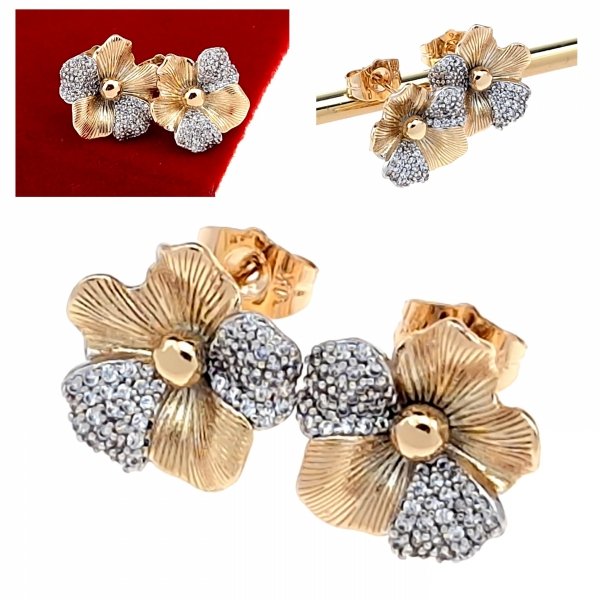 gold plated earrings with exclusive cubic zirconia