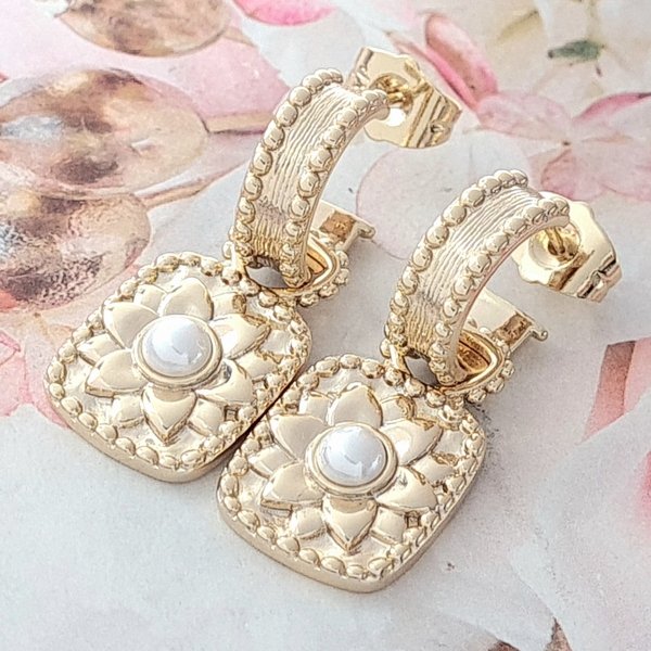 gold plated earrings with exclusive cubic zirconia