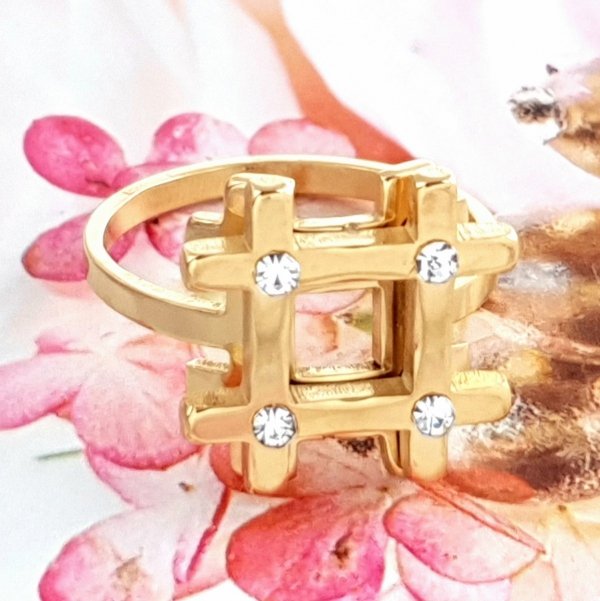 ring 17,00mm gold stainless steel