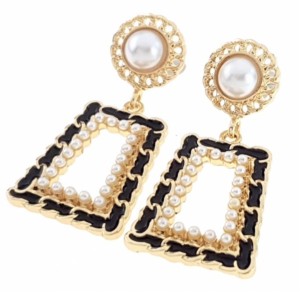 Golden earrings silk flowers