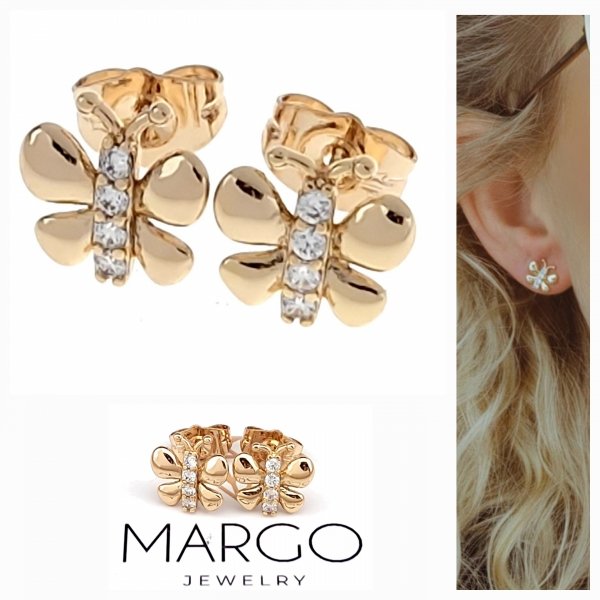 gold plated earrings with exclusive cubic zirconia