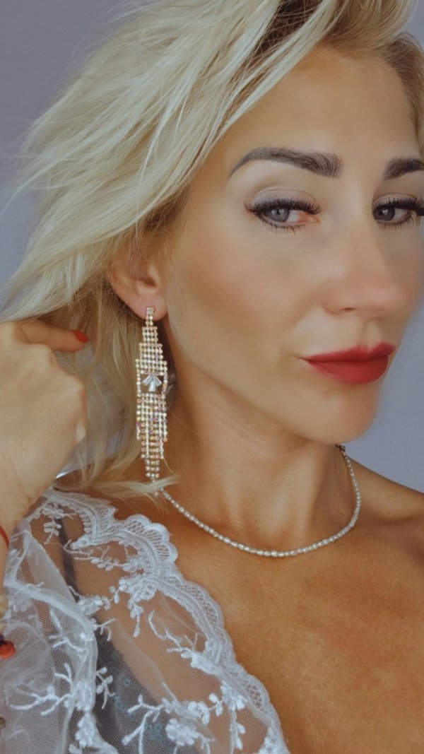 EARRINGS GOLD LONG ZIRCONIA WEDDING WEDDING