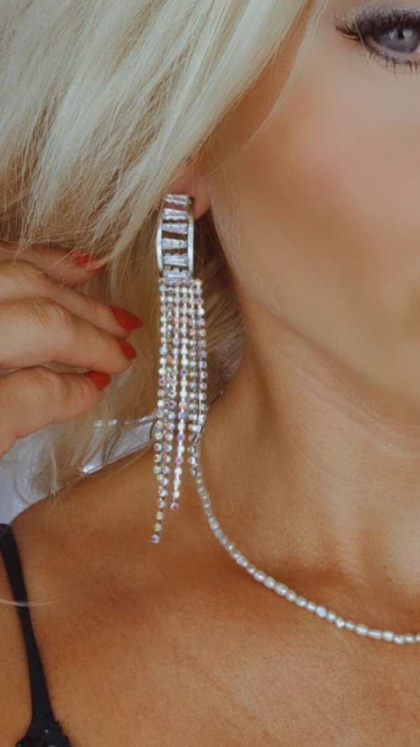 EARRINGS GOLD LONG ZIRCONIA WEDDING WEDDING