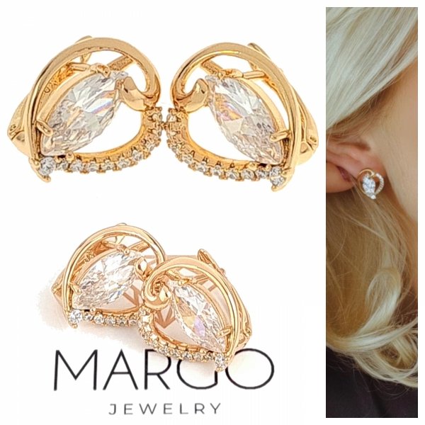 gold plated earrings with exclusive cubic zirconia