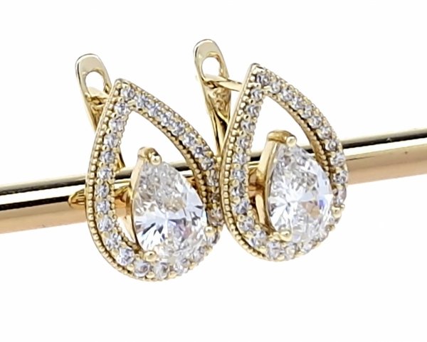 gold plated earrings with exclusive cubic zirconia