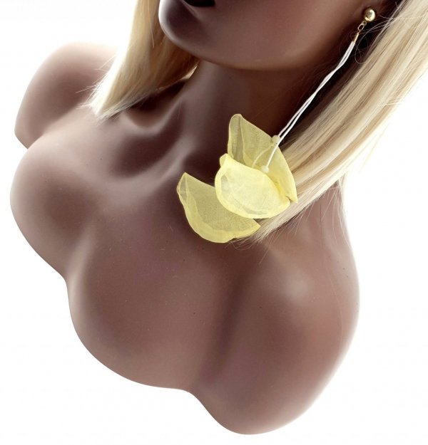 Golden earrings silk flowers