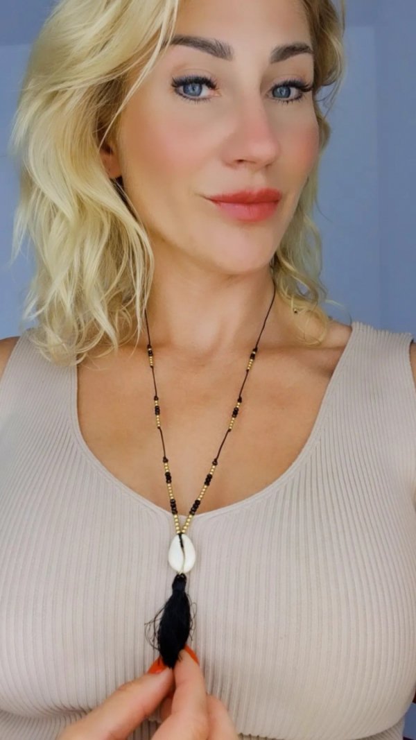 504 Naszyjnik boho stal 80cm muszelki lato wakacje
