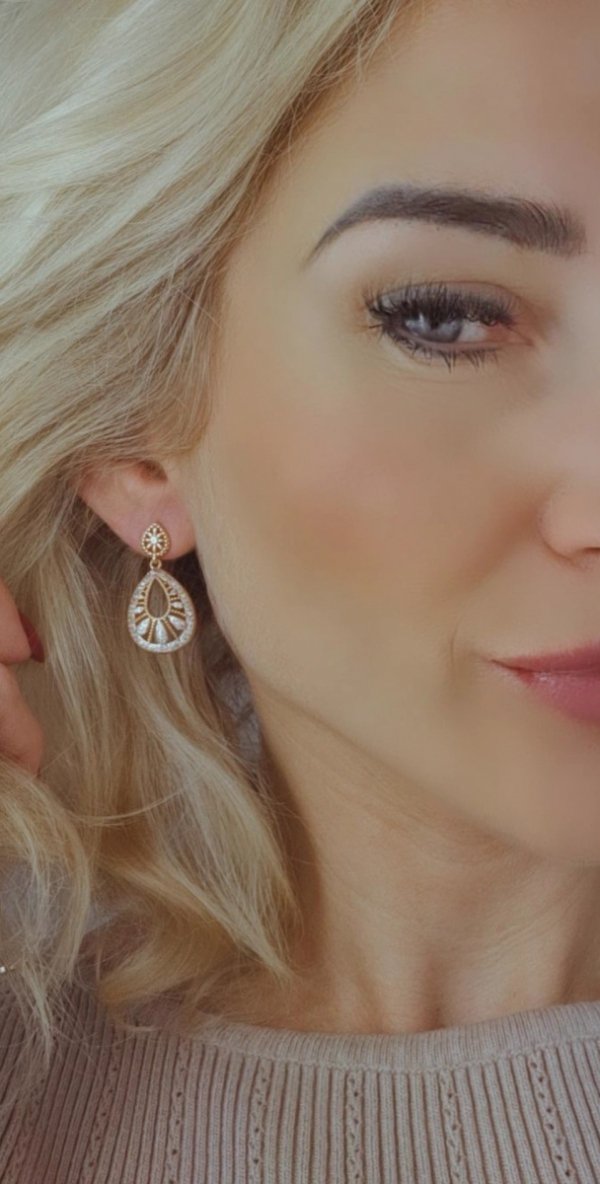 gold plated earrings with exclusive cubic zirconia