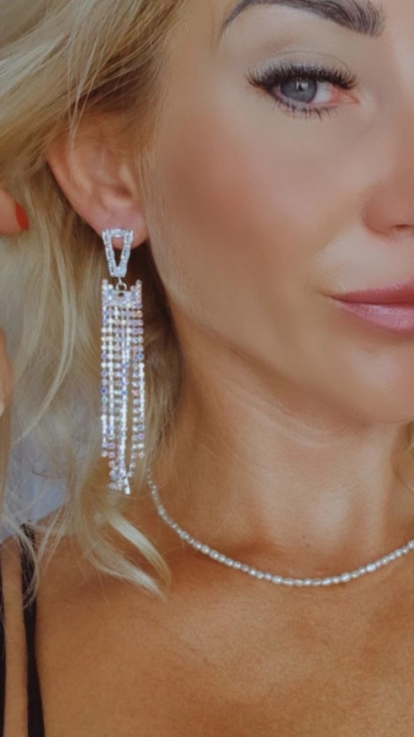 EARRINGS GOLD LONG ZIRCONIA WEDDING WEDDING