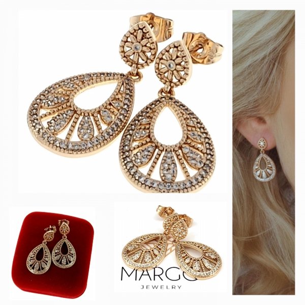gold plated earrings with exclusive cubic zirconia